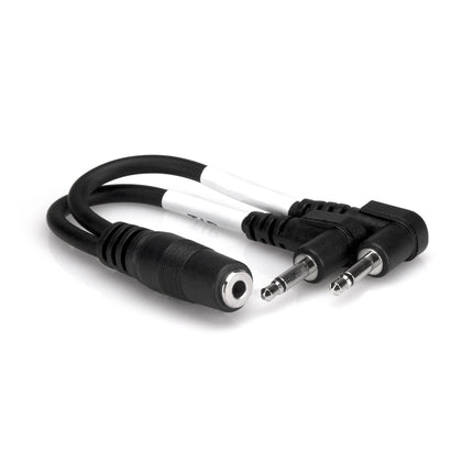 Hosa YMM-492 Air Travel Headphone Adaptor, 3.5 mm TRSF to Dual Right-angle 3.5 mm TS (YMM492/YMM 492)