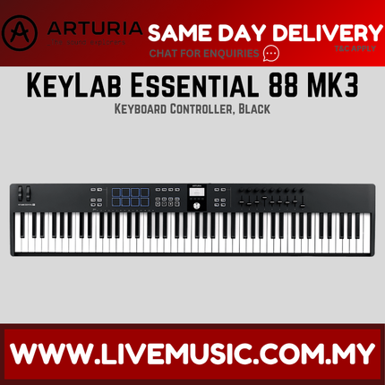 Arturia Keylab Essential 88 MK3 Keyboard Controller - Black (Essential88/Essential-88/MKIII)