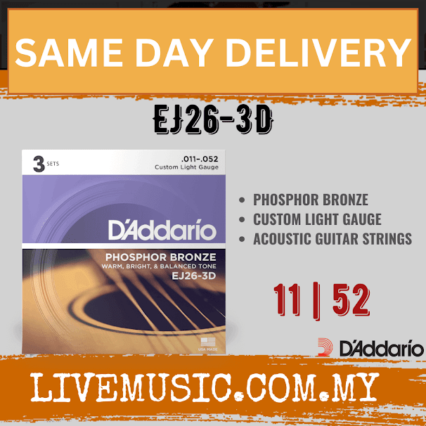 D'Addario EJ26-3D Phosphor Bronze Custom Light Acoustic Strings 3-Pack ( DADDARIO / EJ 26 3D )