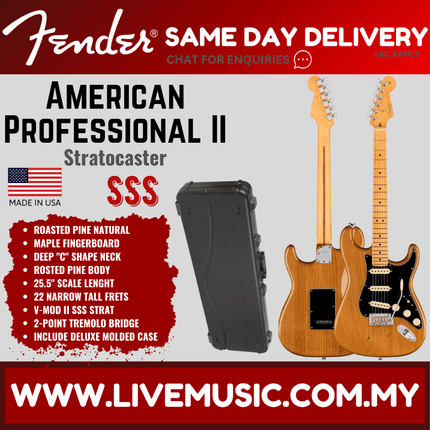 Fender American Professional II Stratocaster Electric Guitar, Maple Fretboard - Roasted Pine