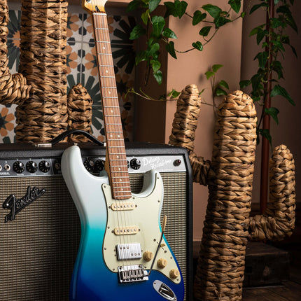 Fender Player Plus HSS Stratocaster Electric Guitar, Pau Ferro Fretboard - Belair Blue