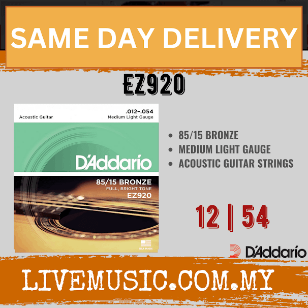 D'Addario EZ920 - 85/15 Bronze Acoustic Strings, Medium Light (12-54)(Daddario)