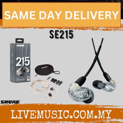 Shure SE215 Sound Isolating Earphones with 3.5mm Comm Cable - Clear ( SE-215 / SE 215 )