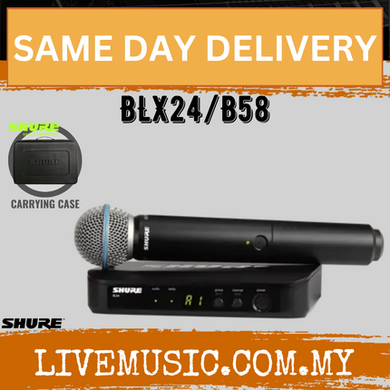 Shure BLX24/B58 Handheld Wireless System, BLX4 Receiver & BLX2/B58 Handheld Microphone with Transmitter ( BLX24-B58 / BLX24B58 ) -BLX24/B58
