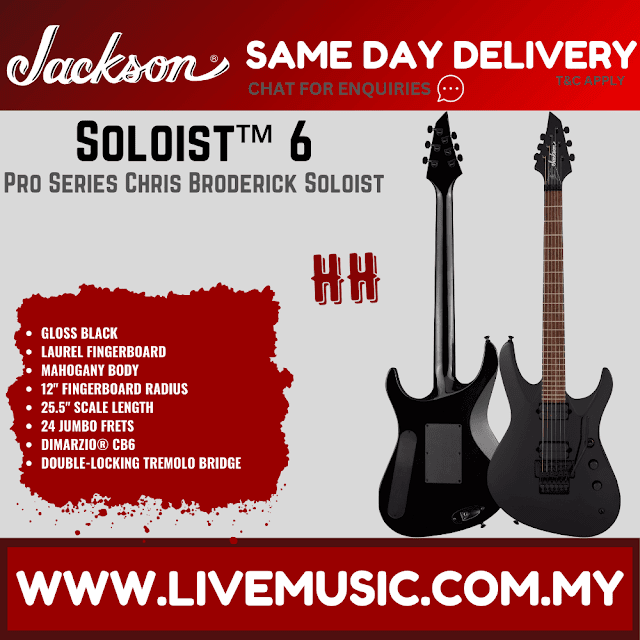 Jackson Pro Series Signature Chris Broderick Soloist 6 Electric Guitar, Laurel FB, Gloss Black