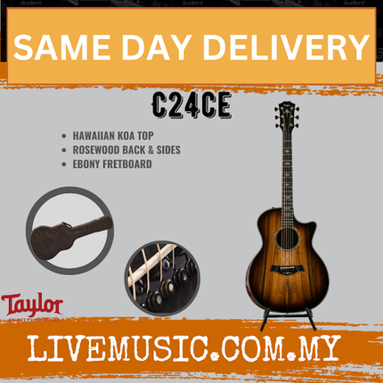Taylor Custom C24CE Rosewood/Koa Grand Auditorium Acoustic Guitar w/Bag