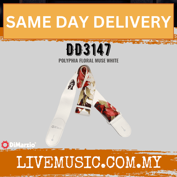 DiMarzio DD3147 Tim Henson Polyphia Floral Muse Guitar Strap - White (DD3147 W/DD3147-W)