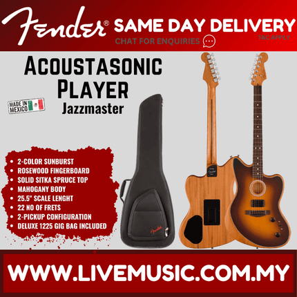 Fender Acoustasonic Player Jazzmaster Electric Guitar, 2-Color Sunburst