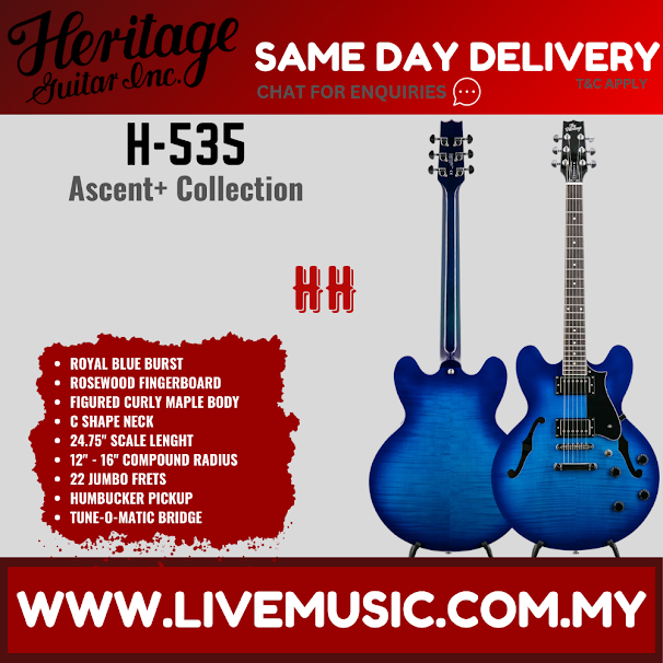 Heritage Ascent+ Collection H-535 Electric Guitar-Royal Blue Burst (H535 H 535)