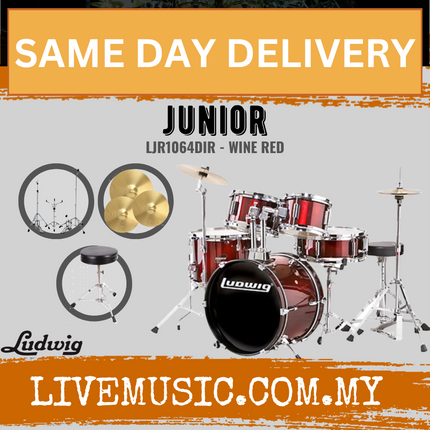 Ludwig Junior 5-Piece Drum Kit w/ Hardware+Throne+Cymbal (LJR1061DIR / LJR1062DIR / LJR1064DIR)