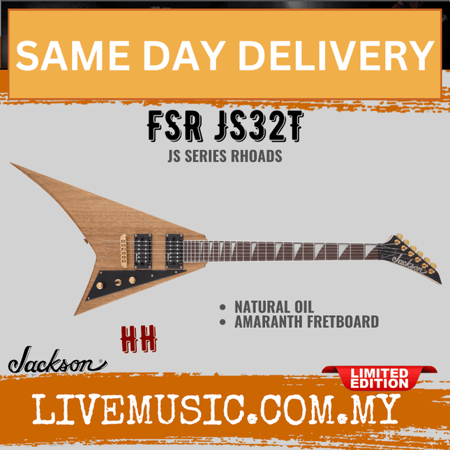 Jackson JS Series Rhoads JS32T FSR Electric Guitar w/ Black Pickguard, Natural Oil ( JS-32T / JS32T )