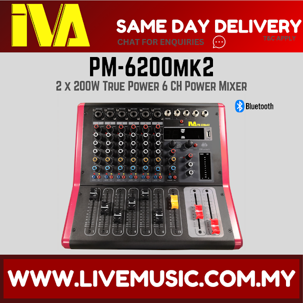 IVA PM-6200 MK2 2 x 250W Powered Audio Mixer ( PM6200 / PM 6200 )