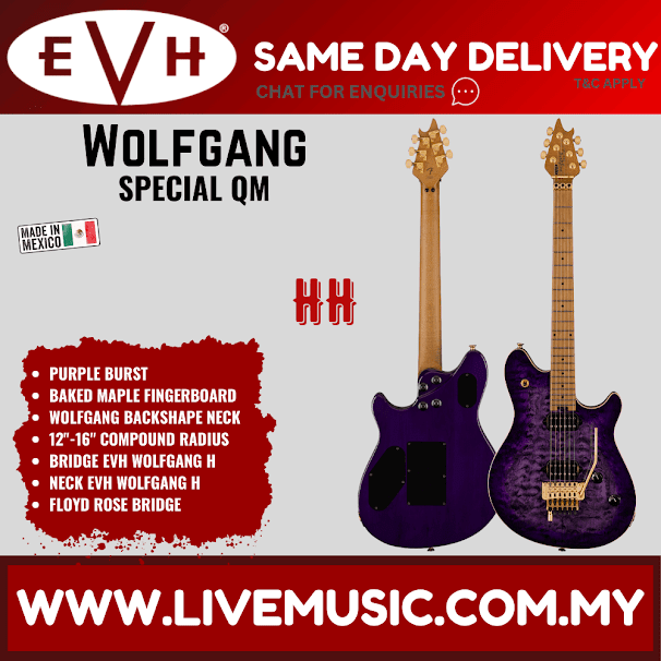EVH Wolfgang Special QM Electric Guitar, Maple FB, Purple Burst