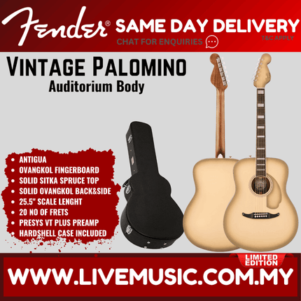 Fender Limited Edition California Vintage Palomino Acoustic Guitar w/Case, Antigua