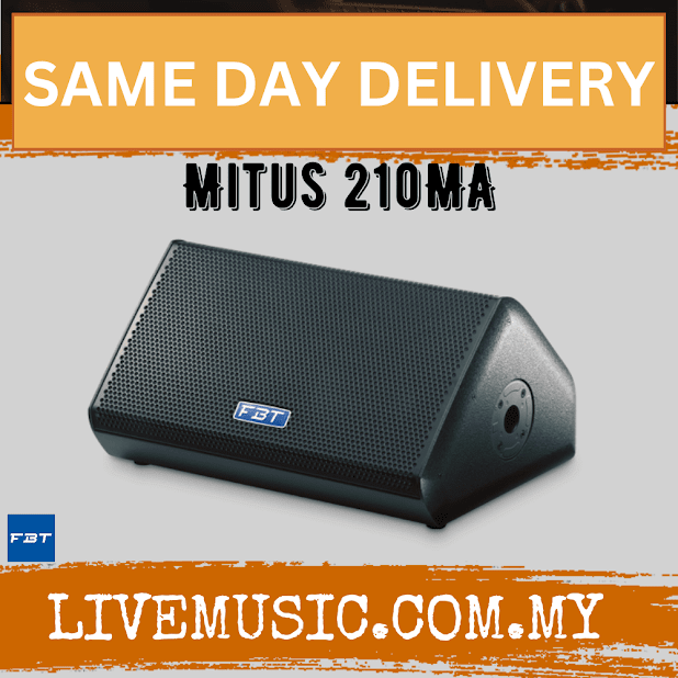 FBT MITUS 210MA 10 in powered floor monitor speaker, dark black grille and side controls