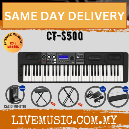 Casio Casiotone CT-S500 61-key Arranger Keyboard With Headphone And Casio WU-BT10 (CTS500 / CT S500)