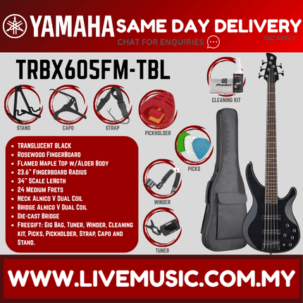Yamaha TRBX605FM 5-string Electric Bass Guitar -  ( TRBX 605FM / TRBX-605FM )