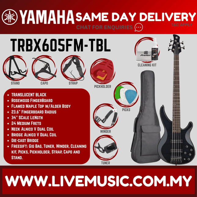 Yamaha TRBX605FM 5-string Electric Bass Guitar -  ( TRBX 605FM / TRBX-605FM )