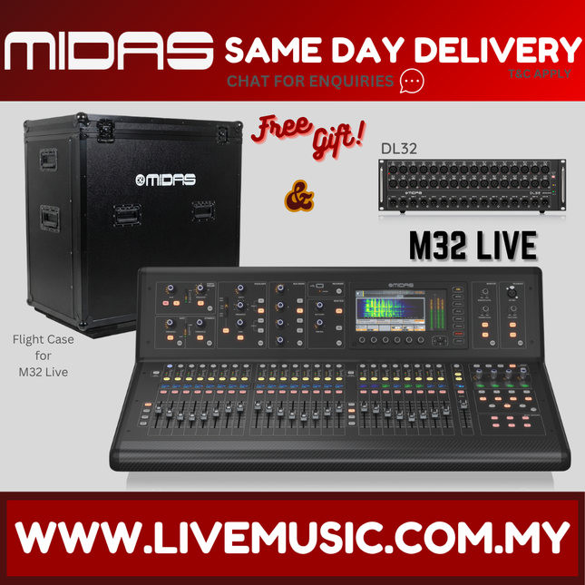 Midas M32 Live digital mixer kit with flight case and DL32 add-on