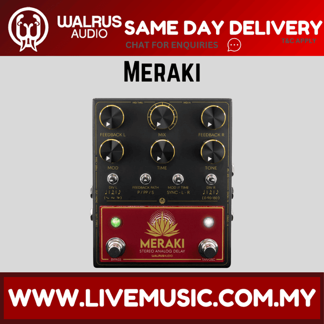Walrus Audio Meraki Analog Stereo Delay Guitar Effects Pedal