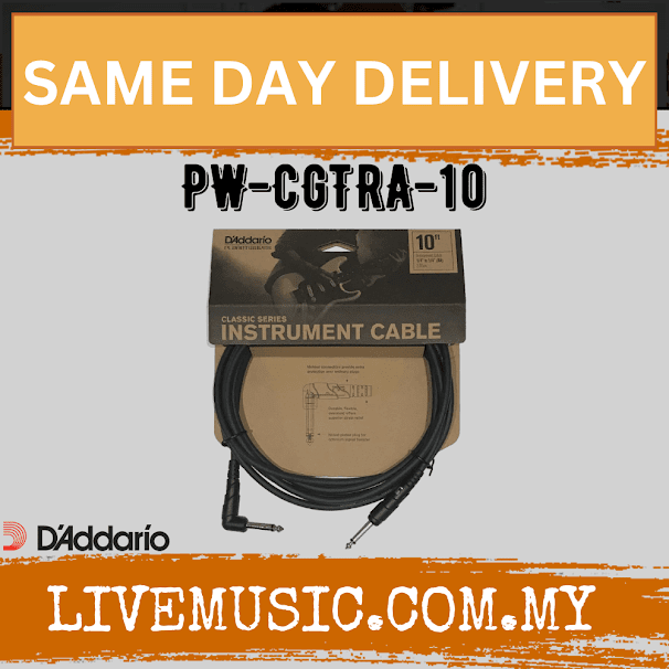 D'Addario Planet Waves PW-CGTRA-10 10ft Classic Series Instrument Cable/Guitar Cable (PWCGTRA10/PW CGTRA 10/DAddario)