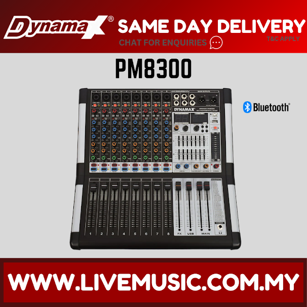 DYNAMAX PM8300 8-Channel 300W x 2 Powered Mixer ( PM-8300 / PM 8300 )