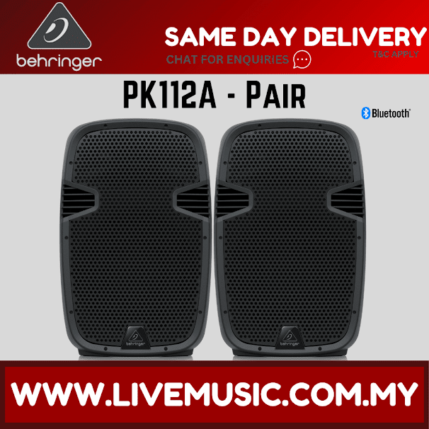 Behringer PK112A Active 600W 12" PA Speaker System w/Bluetooth w/Wireless Mic, Speaker Stand & Cable - (PK-112A PK 112A)