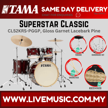 Tama Superstar Classic CL52KRS 5-Piece With KDZS141620 Silent Cymbal Set - ( CL-52KRS )
