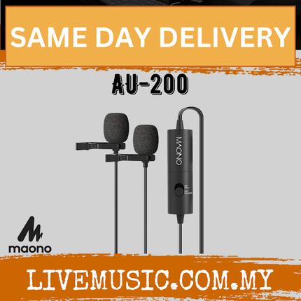 Maono AU-200 Dual Condenser Clip On Lavalier Microphone ( AU 200 / AU200 )