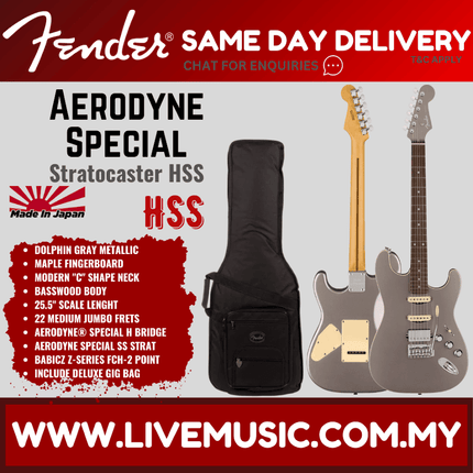 Fender Aerodyne Special Stratocaster HSS Electric Guitar, RW FB, Dolphin Gray Metallic