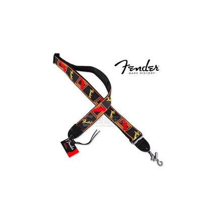 Fender 2 Inch Monogrammed Strap, Black/Yellow/Red