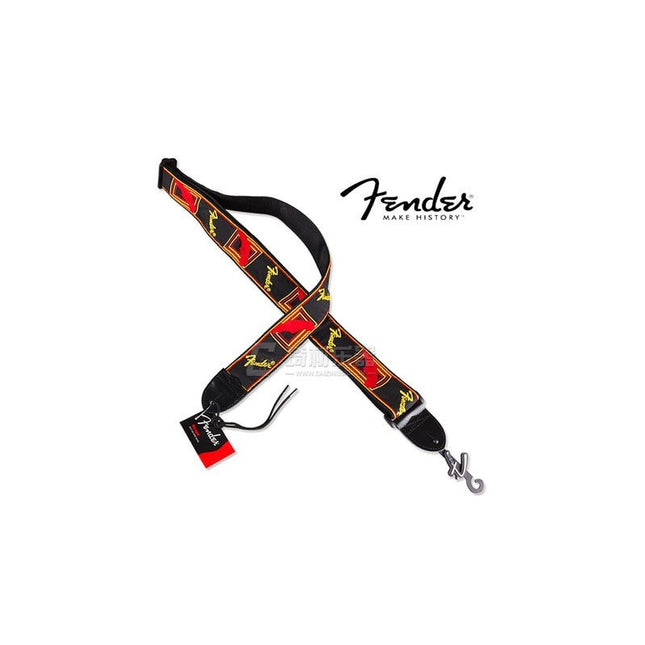 Fender 2 Inch Monogrammed Strap, Black/Yellow/Red