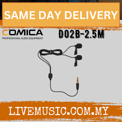 Comica Audio CVM-D02B 2.5M Dual-head Lavalier Microphone (D02B2.5M D02B-2.5M)