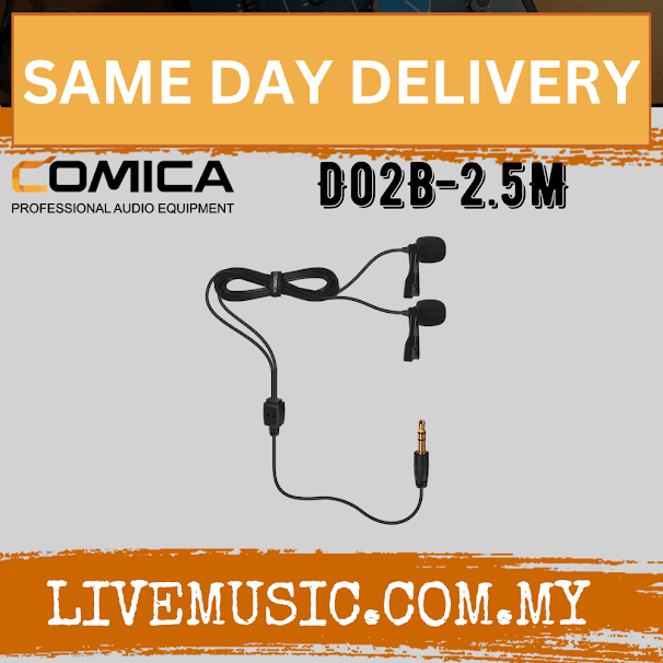 Comica Audio CVM-D02B 2.5M Dual-head Lavalier Microphone (D02B2.5M D02B-2.5M)