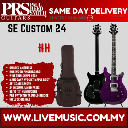 PRS SE Custom 24 Electric Guitar w/Quilt Package,Amethyst