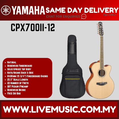Yamaha CPX700II-12 42" Medium Jumbo Solid Spruce Top Acoustic-Electric Guitar - Natural ( CPX700 12 )