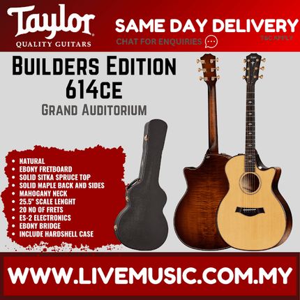 Taylor Builders Edition 614ce Grand Auditorium Acoustic Guitar w/Case, Natural