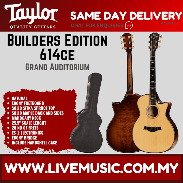 Taylor Builders Edition 614ce Grand Auditorium Acoustic Guitar w/Case, Natural