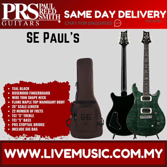 PRS SE Paul's Guitar Electric Guitar, Teal Black