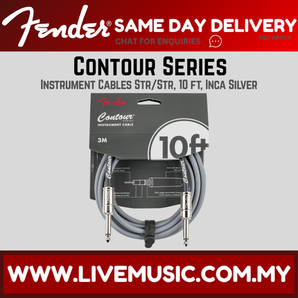 Fender 10FT Contour Series Instrument Cable, Burgundy Mist / Sherwood Green / Inca Silver / Lake Placid Blue