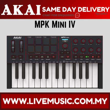 Akai Professional MPK Mini IV MIDI Keyboard Controller - Black