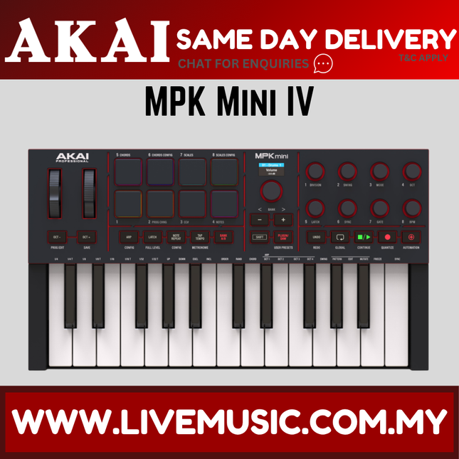 Akai Professional MPK Mini IV MIDI Keyboard Controller - Black