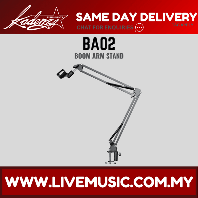Kadenza BA02 Boom Arm Microphone Stand with Mic Holder, Mic Stand for Broadcasting, Table Arm Stand for Studio (LMC)
