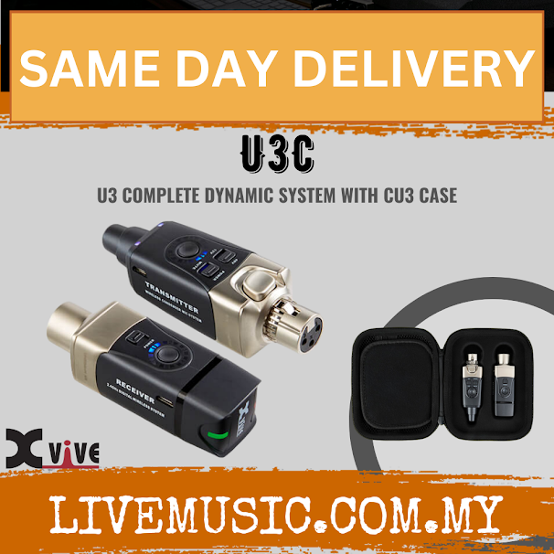 Xvive U3C wireless receiver and transmitter with black carry case, gold accents