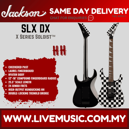 Jackson X Series Soloist SLX DX Electric Guitar, Laurel FB, Checkered Past