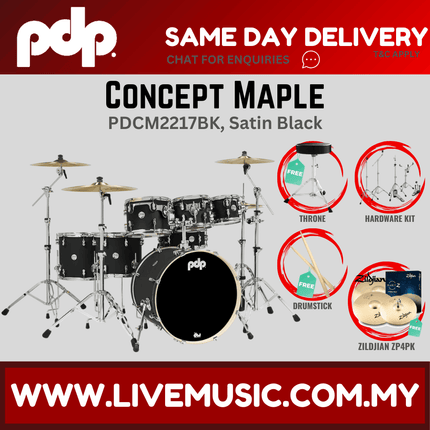 PDP by DW CM7 Concept Maple Shell Pack - 7-piece with Zildjian ZP4PK Cymbals - (PDCM2217)