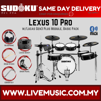 Sudoku Lexus 10 Pro Electronic Drum Set w/Module And EAD Cymbal w/Bluetooth - Basic Pack ( LEXUS 10PRO LEXUS10PRO )