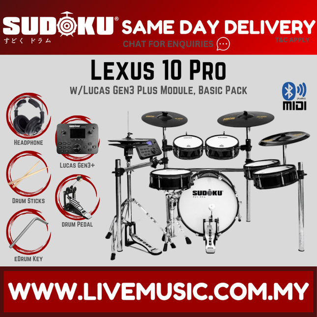 Sudoku Lexus 10 Pro Electronic Drum Set w/Module And EAD Cymbal w/Bluetooth - Basic Pack ( LEXUS 10PRO LEXUS10PRO )