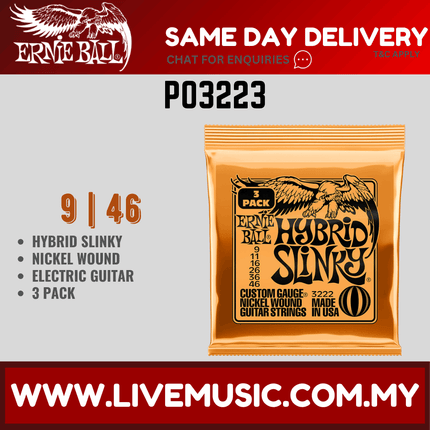 Ernie Ball 3223 Super Slinky Nickel Wound Electric Guitar Strings, 9-42 Gauge, 3-pack