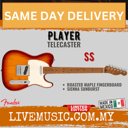 Fender Ltd Ed Player Telecaster Electric Guitar, Roasted Maple FB, Sienna Sunburst